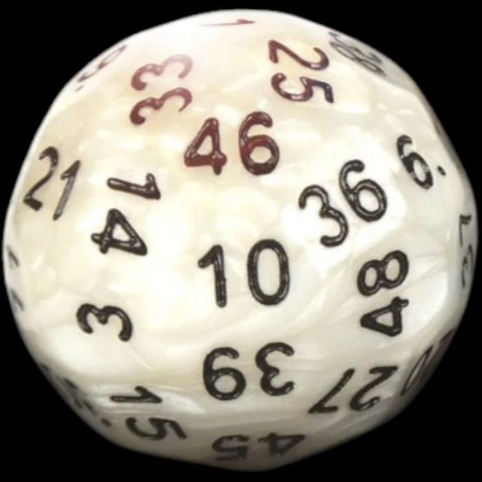 Dado a 50 Facce (D50) - Bianco Perla con Sacchetto
