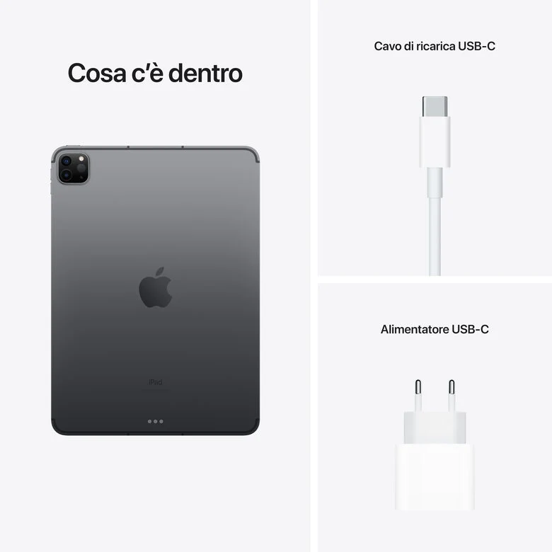 Apple iPad Pro 11" con Chip M1 (terza gen.) Wi-Fi + Cellular 256GB - Grigio siderale