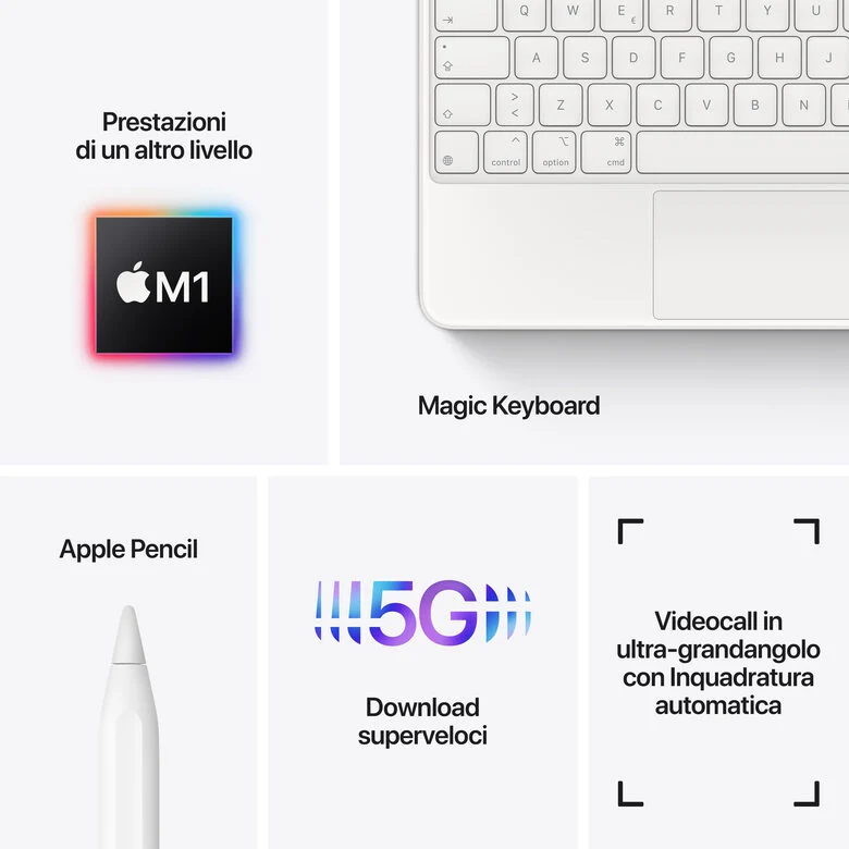 Apple iPad Pro 11" con Chip M1 (terza gen.) Wi-Fi + Cellular 256GB - Argento