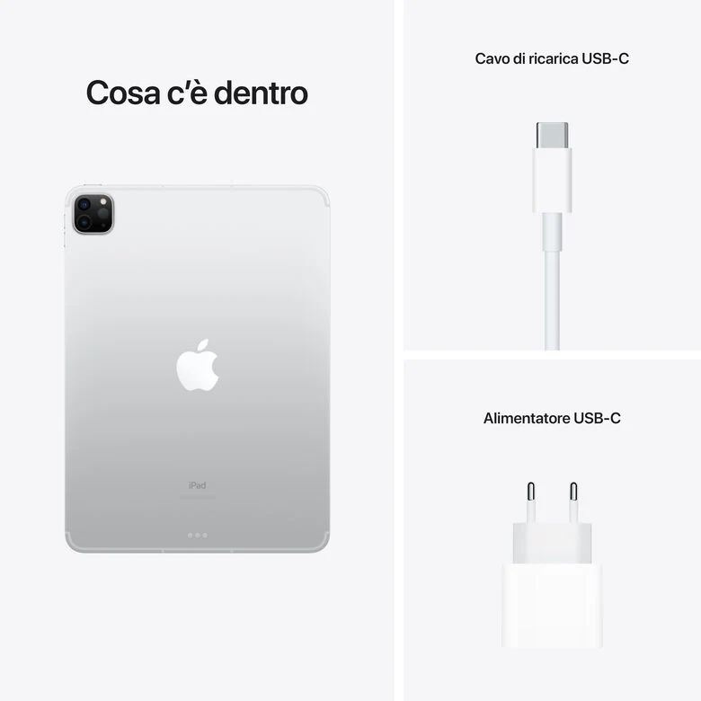 Apple iPad Pro 11" con Chip M1 (terza gen.) Wi-Fi + Cellular 256GB - Argento