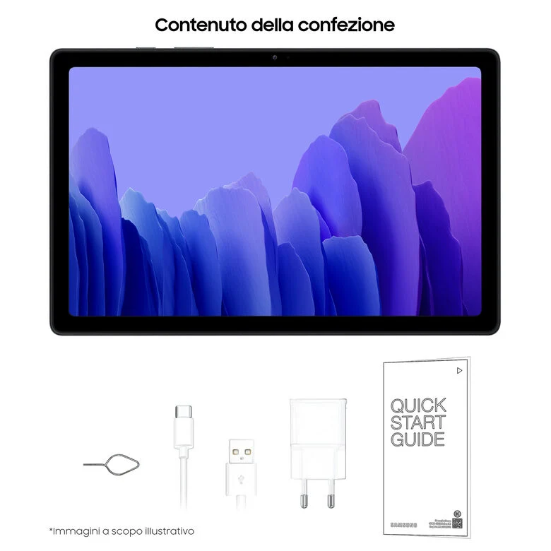 Samsung Galaxy Tab A7 Tablet, Display 10.4" TFT, 32GB Espandibili fino a 1TB, RAM 3GB, Batteria 7.040 mAh, LTE, Android 10, Fotocamera posteriore 8 MP, Dark Gray