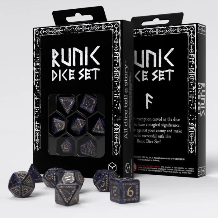 Set di 7 Dadi Runic Mixed-Blue & Gold