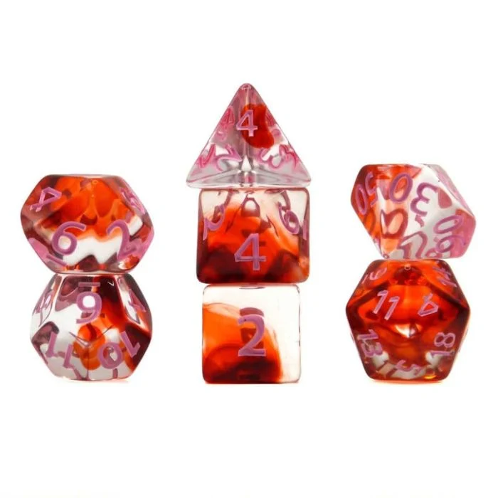 Set di 7 Dadi Transparenti - Nebula Blood
