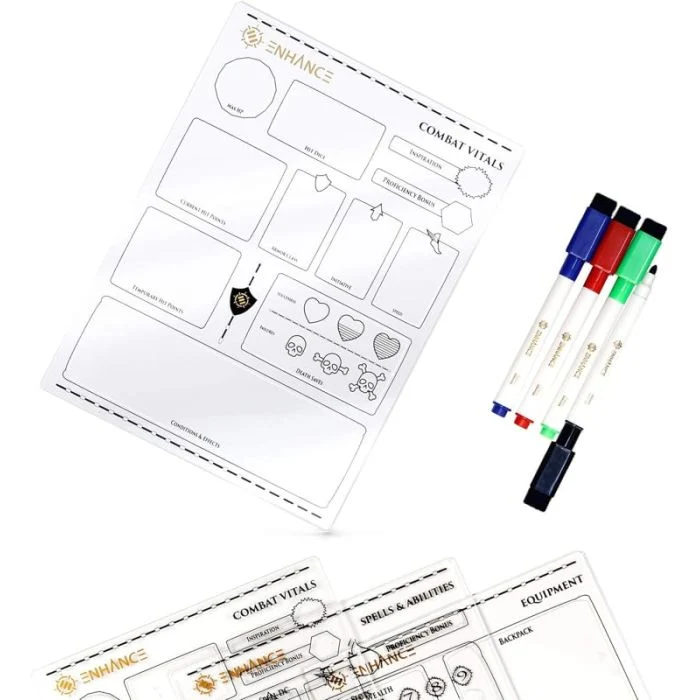 RPG Acrylic Character Sheet Set - Set Schede Personaggio Riutilizzabili