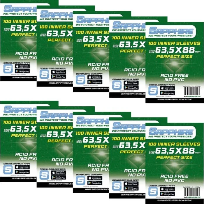 10x 100 Bustine Sapphire DARK GREEN 63,5x88 Perfect Size | Mythic Bundle