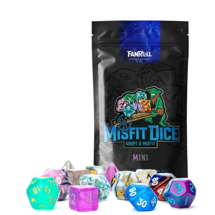 Set di 14 Dadi MINI Casuali - Mystery Misfit Mini Polyhedral Dice (Single Pack with 2 Full Sets)