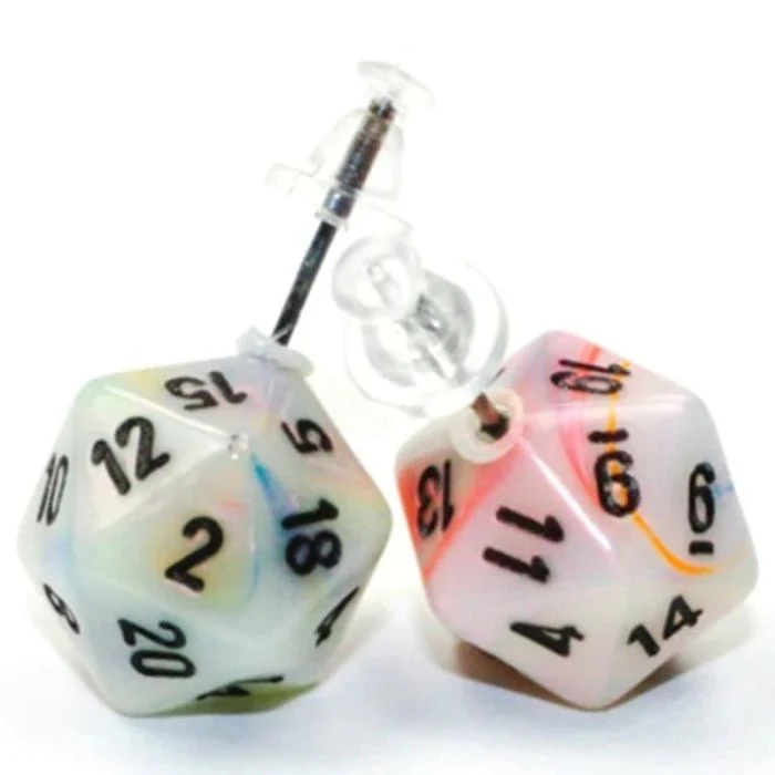 Orecchini a Bottone - Dado Festive Mini-Poly d20 (Circus)