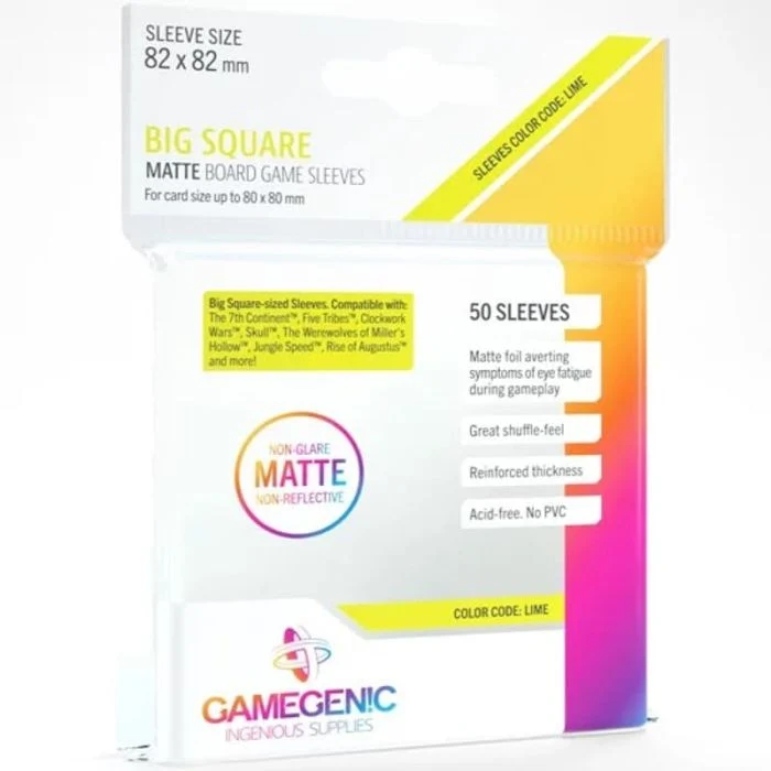 Bustine Gamegenic Matte Board Game Sleeves Big Square Lime 50 (82x82)