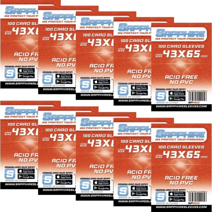 10x 100 Bustine Sapphire RED 43x65 | Mythic Bundle