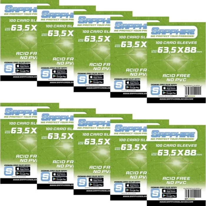 10x 100 Bustine Sapphire GREEN 63,5x88 | Mythic Bundle