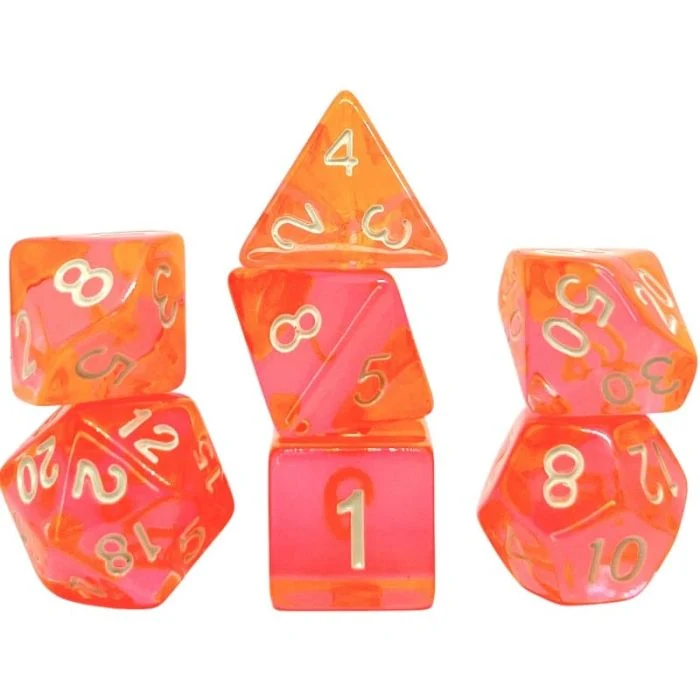 Set di 7 Dadi Transparenti - Coral