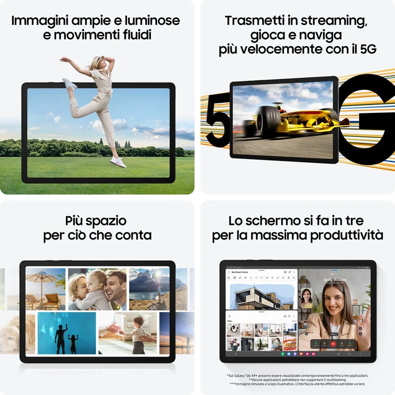 Samsung Galaxy Tab A9+ SM-X216RZAREUE tablet 5G Qualcomm Snapdragon 128 GB 27,9 cm (11") 6 GB Wi-Fi 5 (802.11ac) Android 13 Grafite