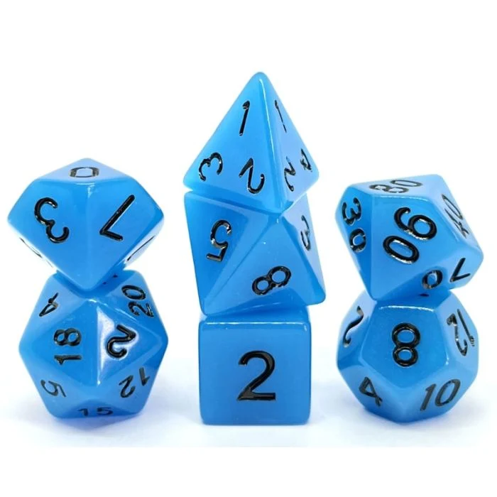 Set di 7 Dadi Glowing - Blue