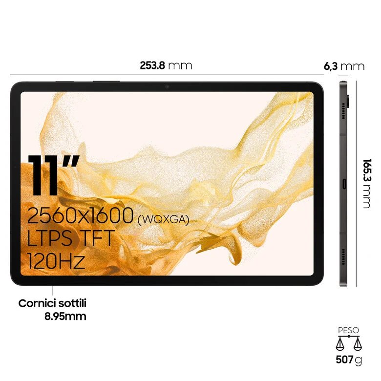 Samsung Galaxy Tab S8 Tablet Android 11 Pollici 5G RAM 8 GB 128 GB Tablet Android 12 Graphite [Versione italiana]