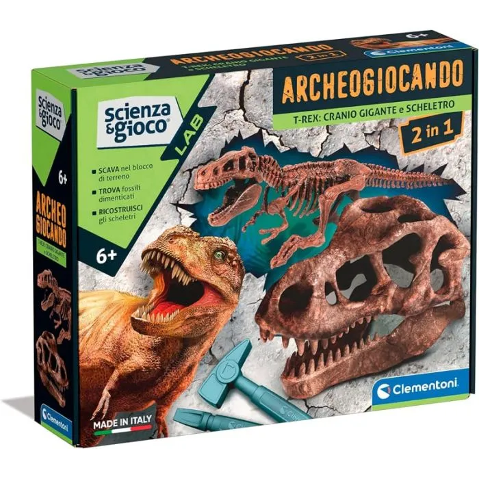 Scienza e Gioco Lab - Archeogiocando T-Rex Teschio Gigante e Scheletro 2in1