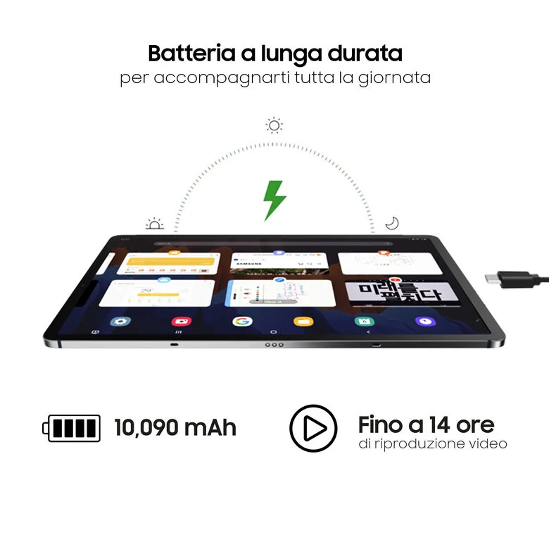 Samsung Galaxy Tab S7+ Tablet S Pen, Snapdragon 865 Plus, Display 12.4" WQXGA SuperAMOLED, 128GB Espandibili fino a 1TB, RAM 6GB, Batteria 10.090 mAh, 5G, Android 10, Mystic Black