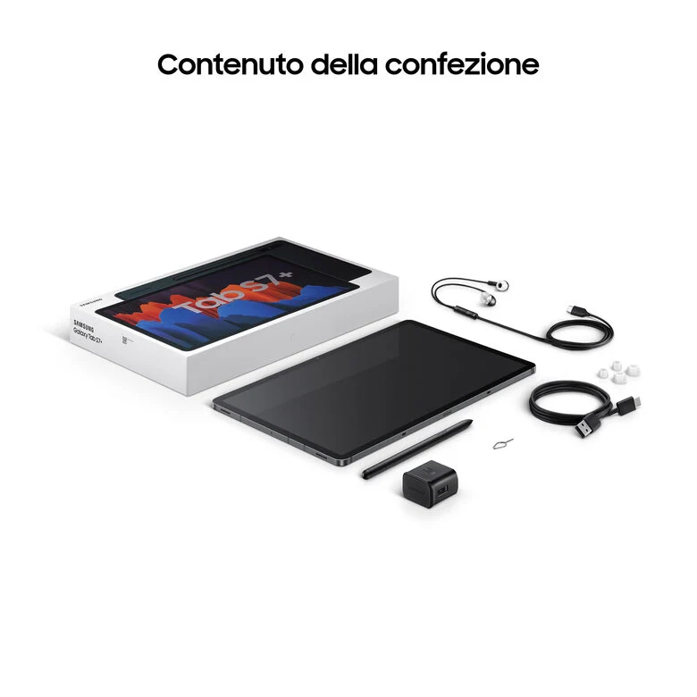 Samsung Galaxy Tab S7+ Tablet S Pen, Snapdragon 865 Plus, Display 12.4" WQXGA SuperAMOLED, 128GB Espandibili fino a 1TB, RAM 6GB, Batteria 10.090 mAh, 5G, Android 10, Mystic Black