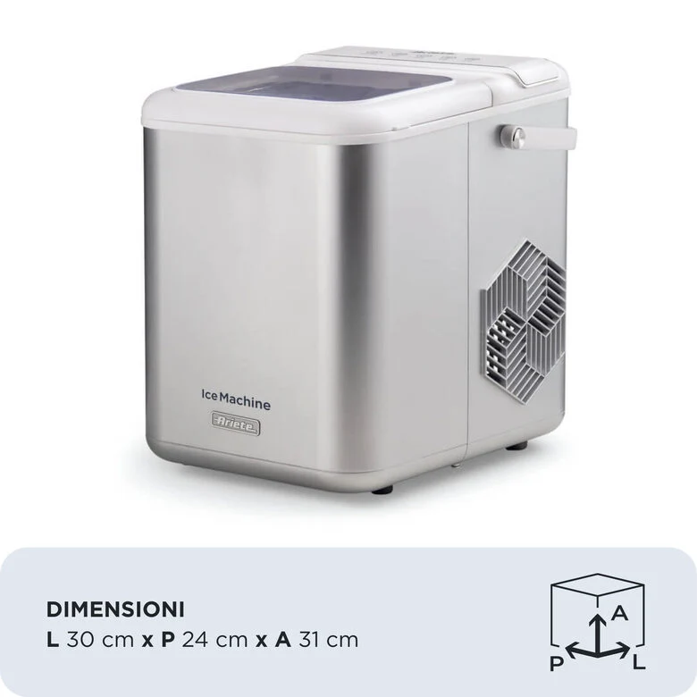 Ariete 651 Ice Machine, Macchine per fare il ghiaccio, 9 cubetti di ghiaccio in 6 minuti, 1,4L, Cubetti grandi e piccoli, Funzione autopulizia
