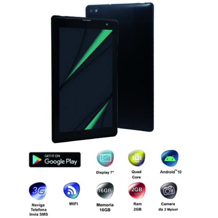 New Majestic TAB-847 3G 16 GB 17,8 cm (7") Mediatek 2 GB Wi-Fi 4 (802.11n) Android 10 Nero