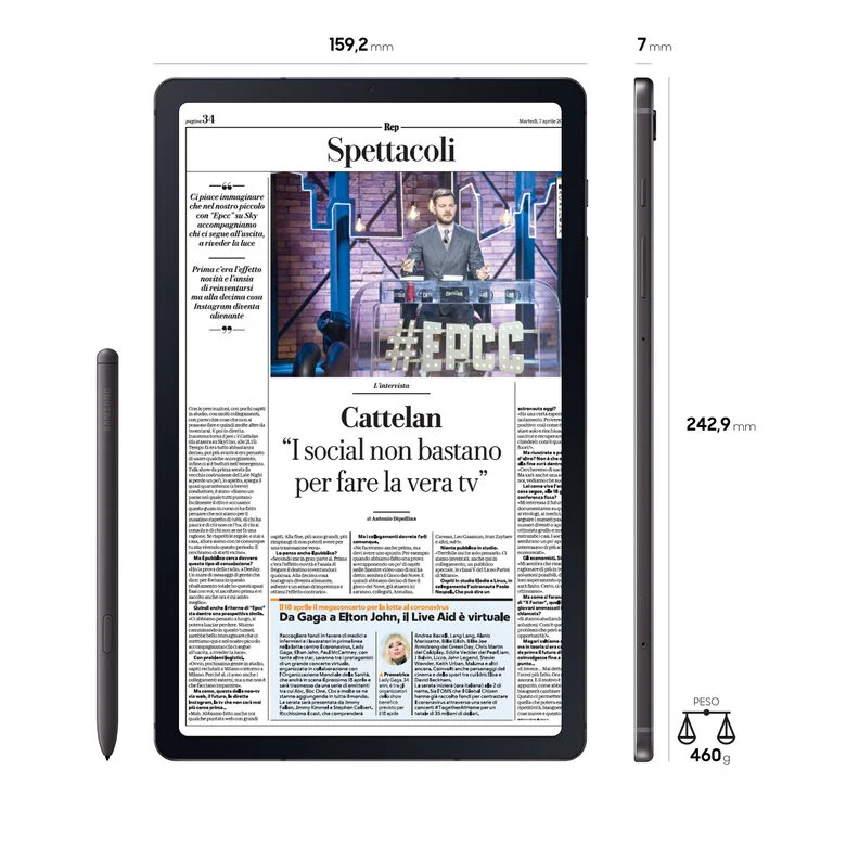 Samsung Galaxy Tab S6 Lite , Grey, 10.4, Wi-Fi 5 (802.11ac)/LTE, 64GB